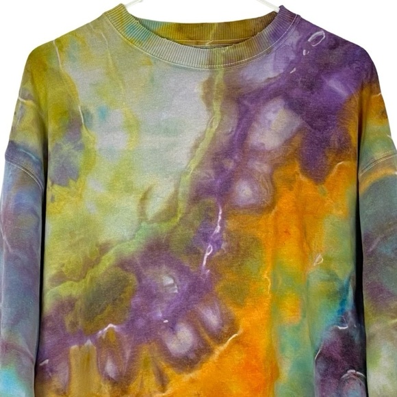 Handmade Oversized Geode Tie Dye Sweatshirt Pullover Womens Size XS Small Crew - Picture 3 of 10